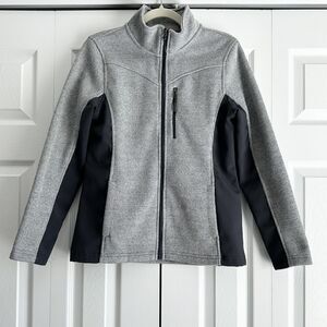 Faded Glory Jacket Size M Gray Full Zip Ribbed Fitted Lightweight Activewear